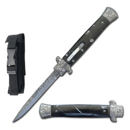 Stiletto OTF Knife w/ 4.75-Inch Damascus Finished Stainless Blade